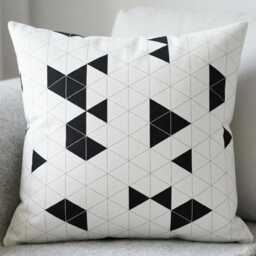 Geometric Cushion Covers - Modern Home Decor Grey White Black 18x18 - thumbnail 4