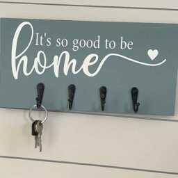 Handmade Wooden Key Rack Farmhouse Entryway Organizer With Metal Hooks - thumbnail 2