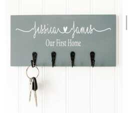 Handmade Wooden Key Rack Farmhouse Entryway Organizer With Metal Hooks