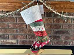 Personalized Quilted Christmas Stocking, Handmade Holiday Decor - thumbnail 1