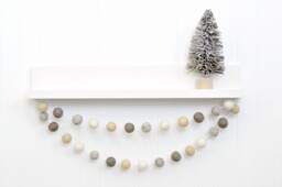 Neutral Christmas Decoration - Farmhouse Tree Garland Wool Felt Balls Cream, Stone, Oatmeal, Ivory