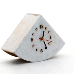 Silent White Wooden Desk Clock, Rustic Shabby Chic Style - thumbnail 3