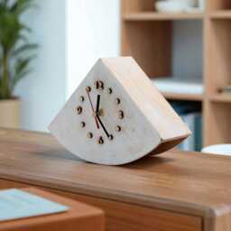 Silent White Wooden Desk Clock, Rustic Shabby Chic Style - thumbnail 4