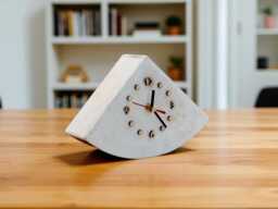 Silent White Wooden Desk Clock, Rustic Shabby Chic Style - thumbnail 1