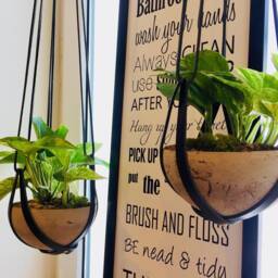 Dark Brown Leather Hanging Planter Indoor Plant Hanger - thumbnail 2