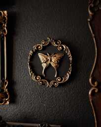 Ornate Luna Moth Style Round Wall Decor/Handmade Gothic Gallery Gap Filler By House Of Persephone Silver Or Gold Small Entomology - thumbnail 1