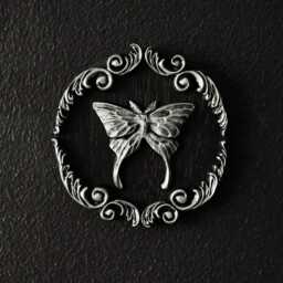 Ornate Luna Moth Style Round Wall Decor/Handmade Gothic Gallery Gap Filler By House Of Persephone Silver Or Gold Small Entomology - thumbnail 2
