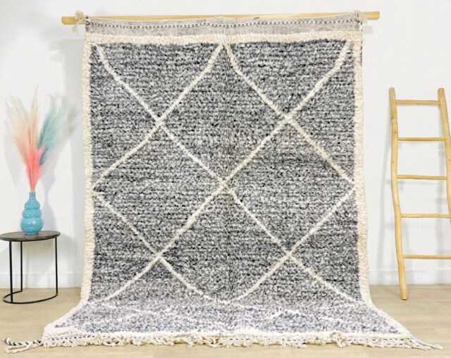 Grey White Diamond Shag Rug - Living Room Area Rugs Modern Geometric Floor Decor Large - image 1