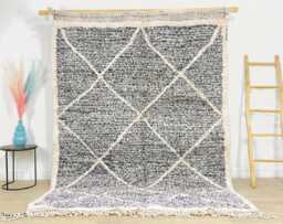 Grey White Diamond Shag Rug - Living Room Area Rugs Modern Geometric Floor Decor Large - thumbnail 1