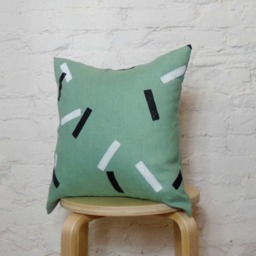 Mint Green Pillow Cover With Black & White Confetti Sticks/Teal Aqua Blue Geometric Block Printed Minimalist Decorative Throw Bed - thumbnail 2