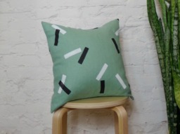 Mint Green Pillow Cover With Black & White Confetti Sticks/Teal Aqua Blue Geometric Block Printed Minimalist Decorative Throw Bed - thumbnail 1