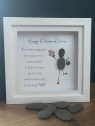 Retirement Gift For Women, Personalised Pebble Art Picture, Farewell Gift, Friend Retiring Frame, Wall Decor Keepsake - thumbnail 1