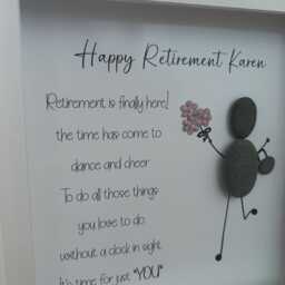 Retirement Gift For Women, Personalised Pebble Art Picture, Farewell Gift, Friend Retiring Frame, Wall Decor Keepsake - thumbnail 2