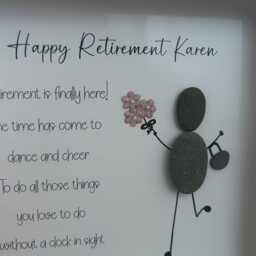 Retirement Gift For Women, Personalised Pebble Art Picture, Farewell Gift, Friend Retiring Frame, Wall Decor Keepsake - thumbnail 3