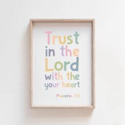 Set Of 6 Bible Verse Prints, Kids Christian Wall Art, Girls Nursery Bedroom, Scripture Boys Art - thumbnail 2