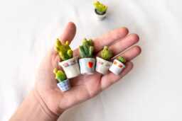 Handmade Ceramic Cactus Miniature Pottery Figurine - thumbnail 1