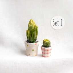 Handmade Ceramic Cactus Miniature Pottery Figurine - thumbnail 2