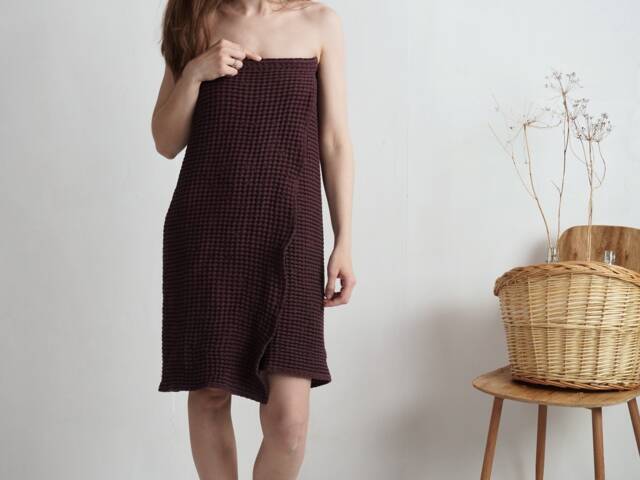 Waffle Wrap Towel. Linen Spa Wrap. Bath Natural Sauna Organic Waffle - image 1