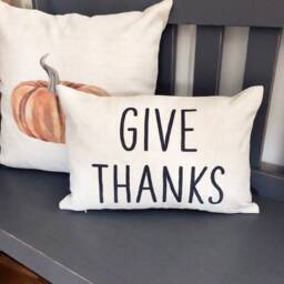Give Thanks Linen Pillow Cover Farmhouse Autumn Decor - thumbnail 2