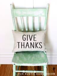 Give Thanks Linen Pillow Cover Farmhouse Autumn Decor - thumbnail 1