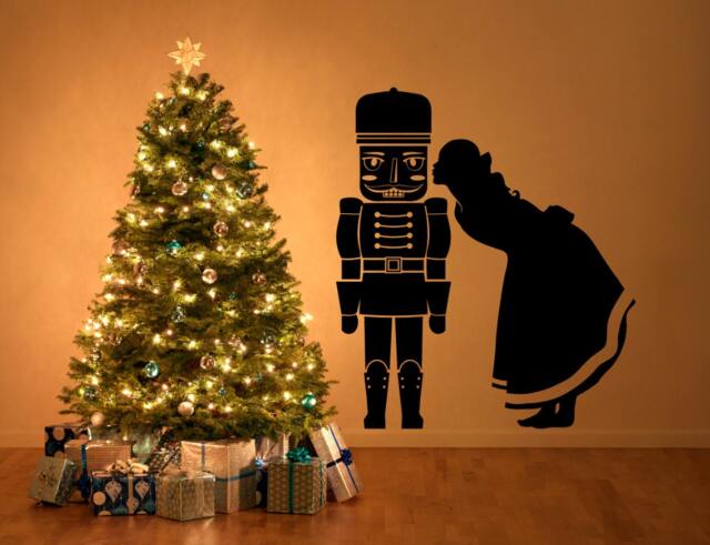 Nutcracker Kiss Silhouette Wall Decal - Holiday Vinyl Art - image 1