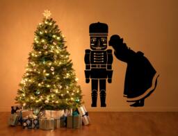 Nutcracker Kiss Silhouette Wall Decal - Holiday Vinyl Art