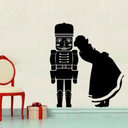 Nutcracker Kiss Silhouette Wall Decal - Holiday Vinyl Art - thumbnail 2