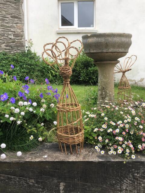 Willow Peacock Plant Support, Pot Decoration, House Eco Friendly, Gardener Gift, Rustic 9Th Anniversary - image 1