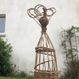Willow Peacock Plant Support, Pot Decoration, House Eco Friendly, Gardener Gift, Rustic 9Th Anniversary - thumbnail 2