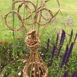 Willow Peacock Plant Support, Pot Decoration, House Eco Friendly, Gardener Gift, Rustic 9Th Anniversary - thumbnail 3