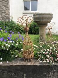 Willow Peacock Plant Support, Pot Decoration, House Eco Friendly, Gardener Gift, Rustic 9Th Anniversary - thumbnail 1