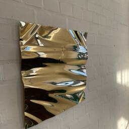 Brass Sculpture - Wall Art Brass Mirror Lucid Distorted Artwork Modern Gold Abstract - thumbnail 4