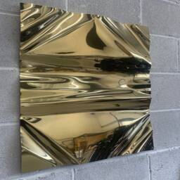 Brass Sculpture - Wall Art Brass Mirror Lucid Distorted Artwork Modern Gold Abstract - thumbnail 3