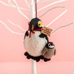 Personalised Felt Penguin & Baby Tree Decoration - Personalized Christmas First Bauble Traditional Gift Ideas - thumbnail 2