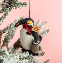 Personalised Felt Penguin & Baby Tree Decoration - Personalized Christmas First Bauble Traditional Gift Ideas