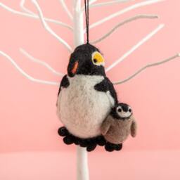 Personalised Felt Penguin & Baby Tree Decoration - Personalized Christmas First Bauble Traditional Gift Ideas - thumbnail 3