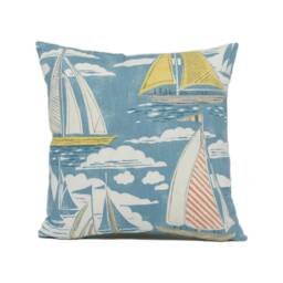 Sanderson - Sailor Pacific Fun Nautical Sailboat Cushion Cover Handmade Throw Pillow Designer Home D??cor - thumbnail 2