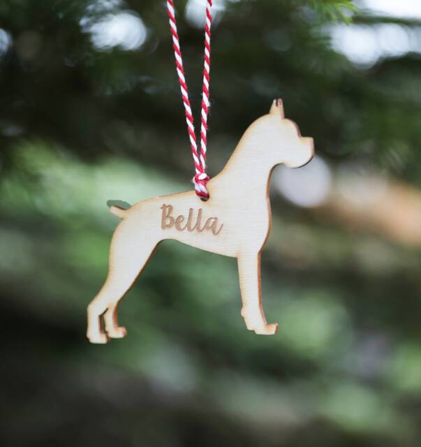 Personalised Boxer Dog Christmas Ornament Engraved Birch Plywood Pet Decoration - image 1