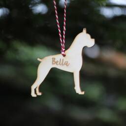 Personalised Boxer Dog Christmas Ornament Engraved Birch Plywood Pet Decoration - thumbnail 2