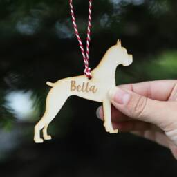 Personalised Boxer Dog Christmas Ornament Engraved Birch Plywood Pet Decoration - thumbnail 3