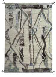 Hand-Knotted Moroccan Beni Ourain Rug, 100% Natural Wool, Modern Berber Carpet For Living Room - thumbnail 1