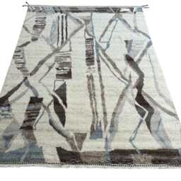 Hand-Knotted Moroccan Beni Ourain Rug, 100% Natural Wool, Modern Berber Carpet For Living Room - thumbnail 2