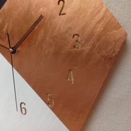 Hexagon Wood Wall Clock Copper, Black & White - Silent Clock - thumbnail 4