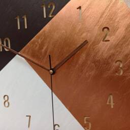 Hexagon Wood Wall Clock Copper, Black & White - Silent Clock - thumbnail 2