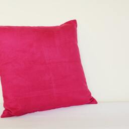 Hot Pink Faux Suede Pillow Cover With Stitch Detail , Decorative Pillow, Throw Cushion Cover, Children's Room Decor - thumbnail 3