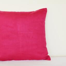 Hot Pink Faux Suede Pillow Cover With Stitch Detail , Decorative Pillow, Throw Cushion Cover, Children's Room Decor - thumbnail 2