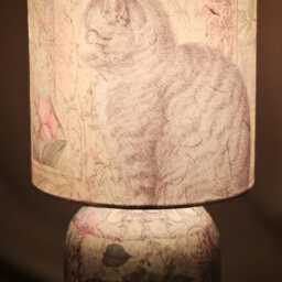 Cat With Flowers Handcrafted Decoupage Table Lamp Home Decor - thumbnail 3