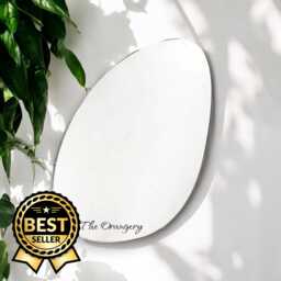 Pebble Shaped Mirrors With White Backing & Hooks, Custom Shapes/Sizes Made - thumbnail 1