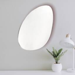 Pebble Shaped Mirrors With White Backing & Hooks, Custom Shapes/Sizes Made - thumbnail 3