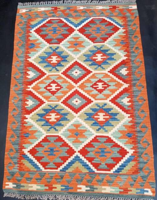 Kilim Rug Classic, Handmade Artisan Afghan Turkish Aztec Reversible Natural Wool 154x104 cm - image 1